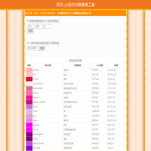 颜色码转换RGB颜色值查询